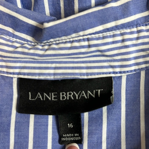 Lane Bryant Blue Striped Button-Up Shirt - Size 16 - Picture 7 of 7